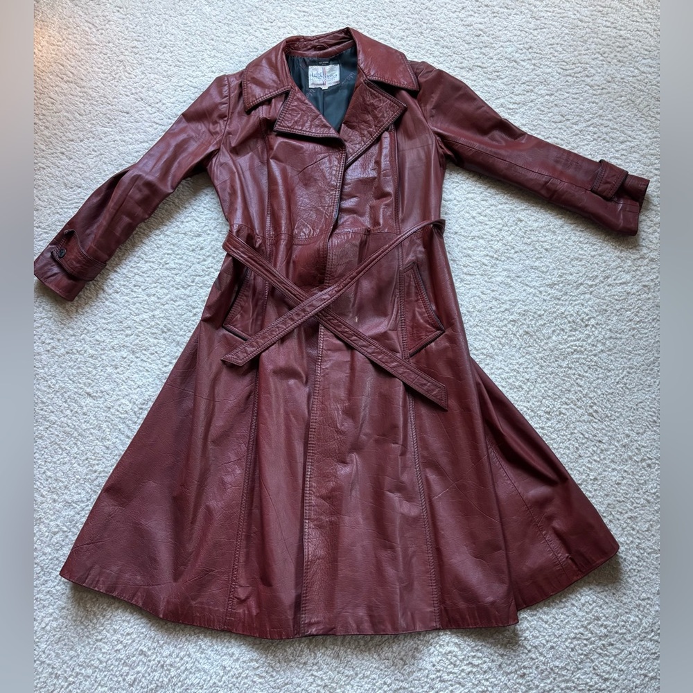 Wilsons Leather Burgundy Trench Coat